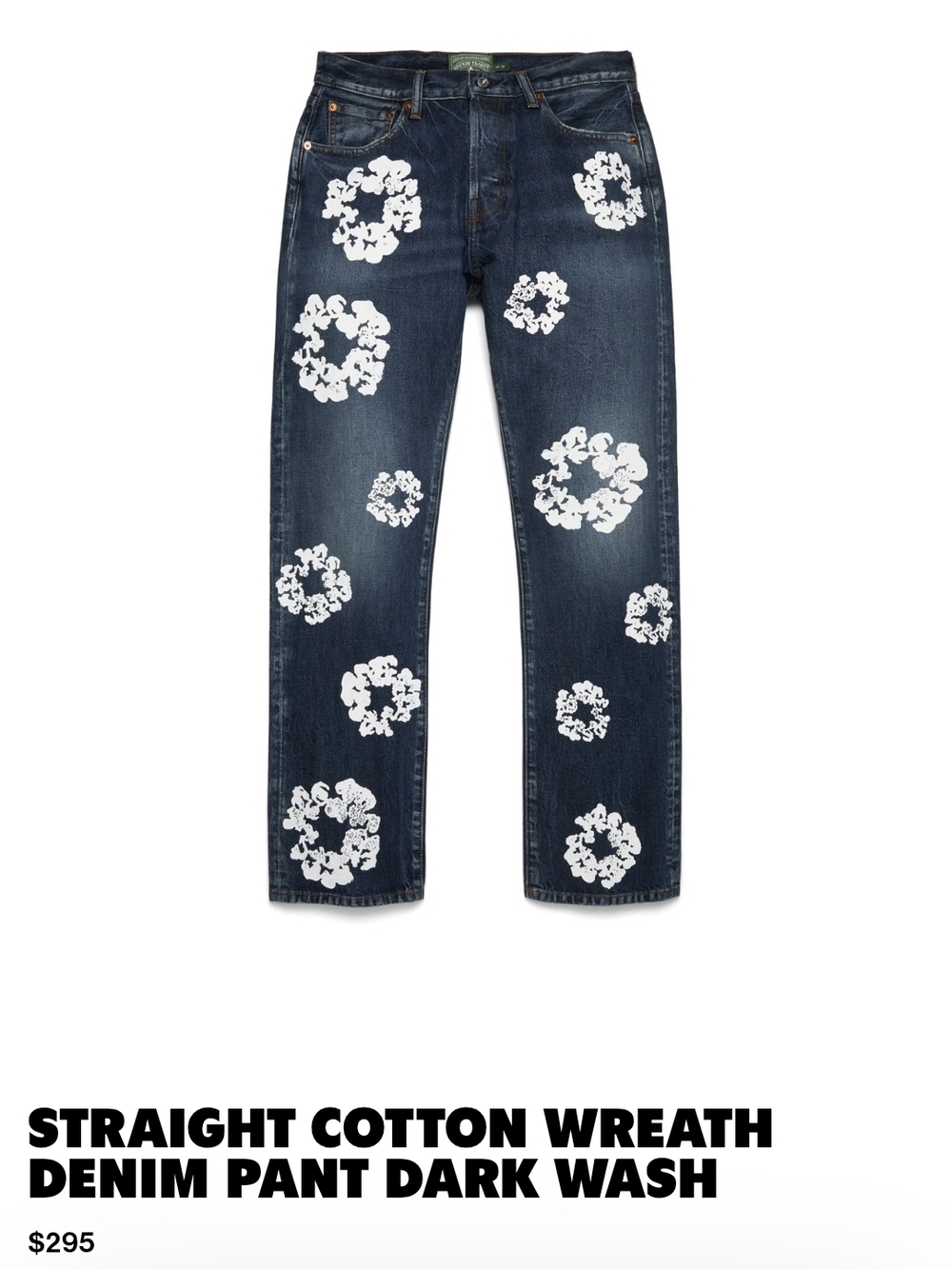 Straight Dark Wash Jeans with White Floral Print